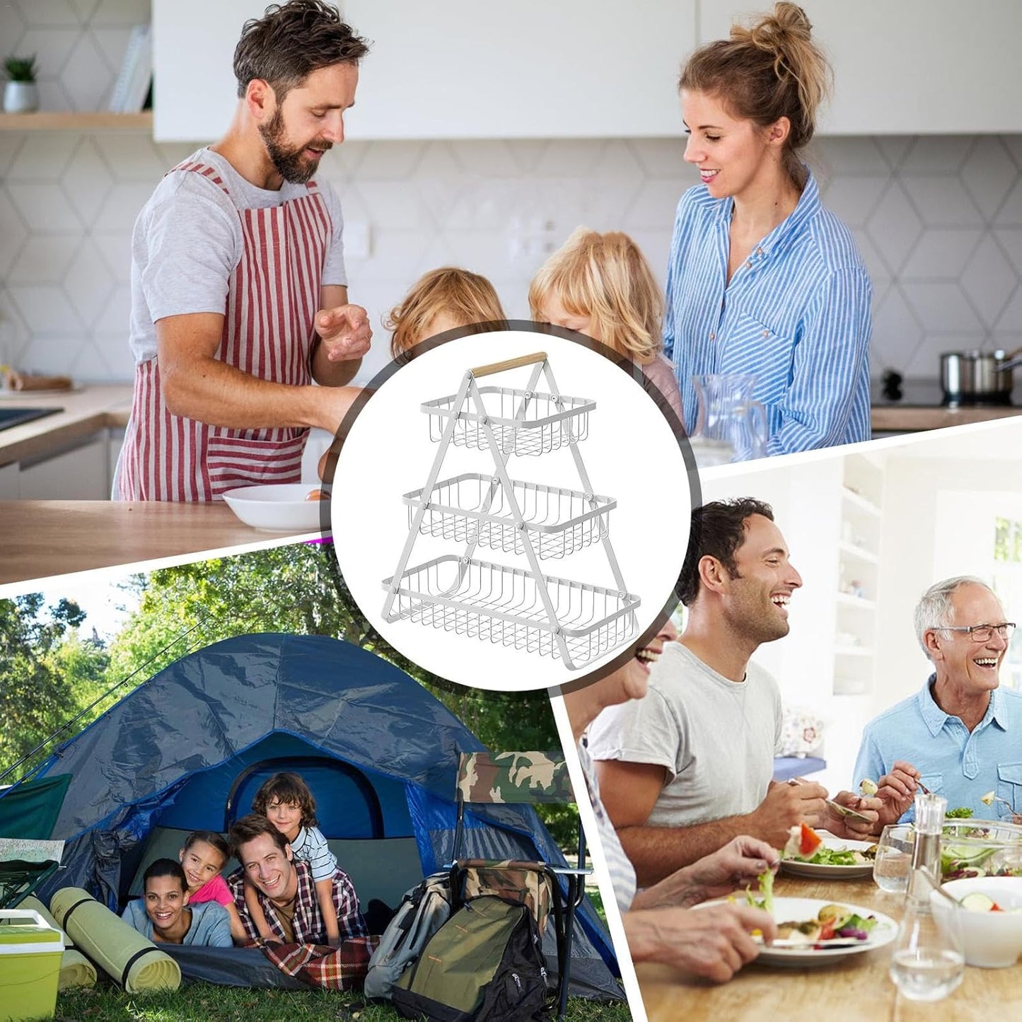 Corbeille à fruits à 3 niveaux