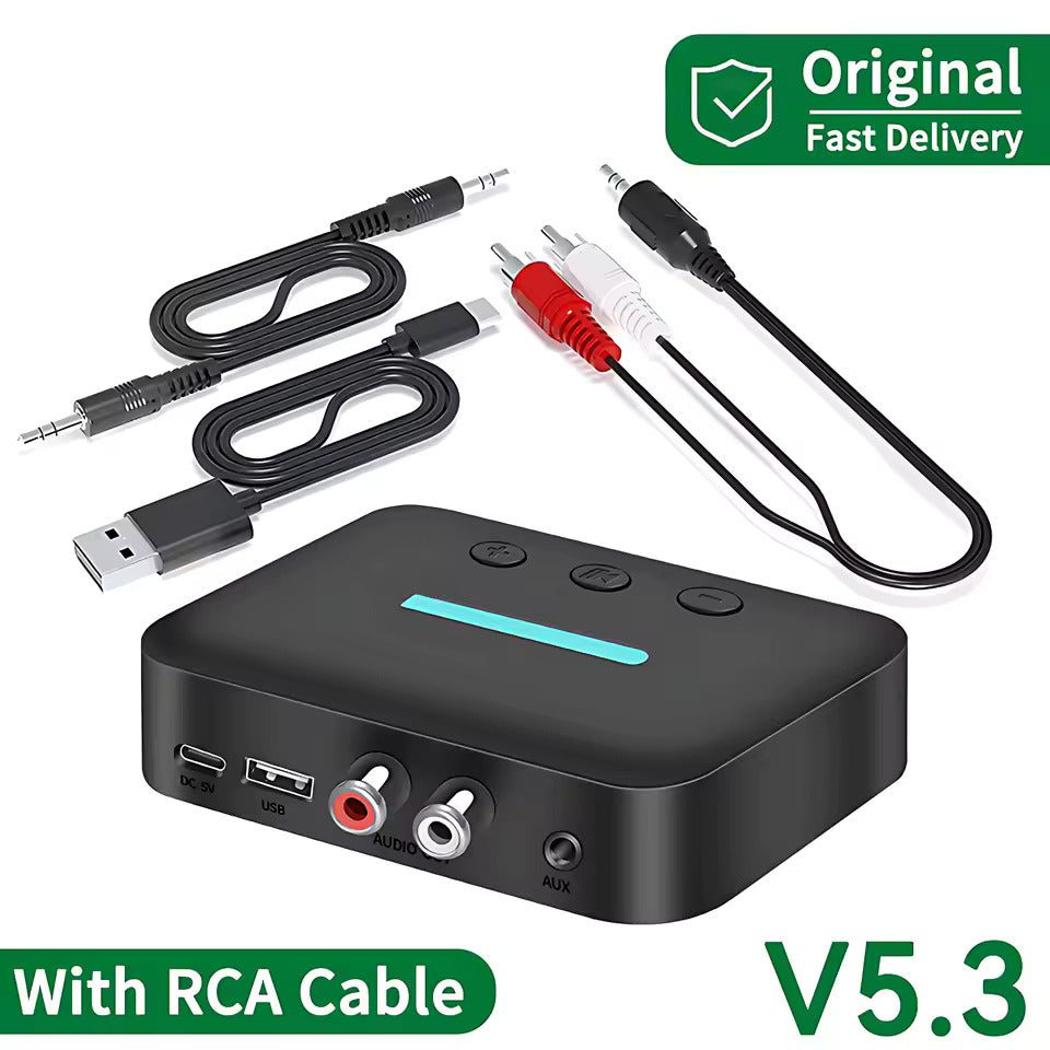 Récepteur Audio Bluetooth 5.3– Adaptateur Sans Fil AUX/RCA, Lecture USB, Pour Chaîne Hi-Fi et Amplificateur