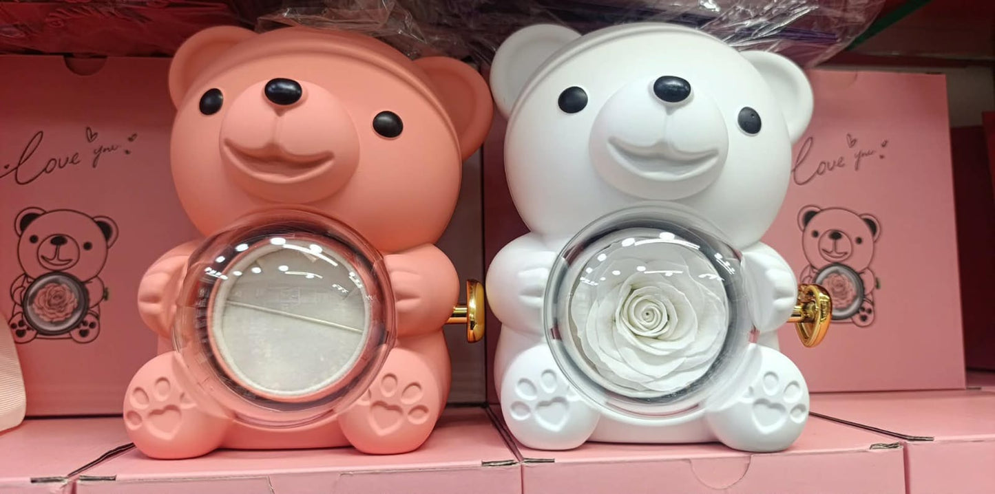 Ours avec Rose Éternelle – Cadeau Craquant