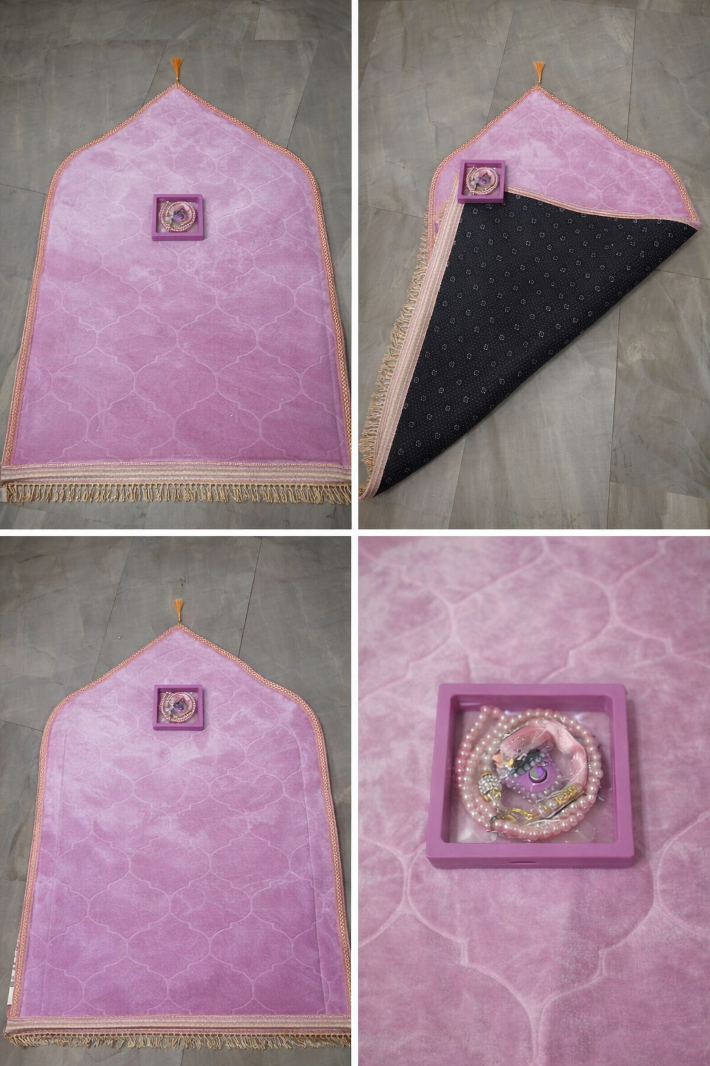 سجادة وردية مع coffret سبحة