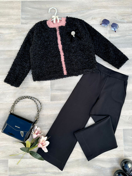 SET FILLE 3 Pièces veste pull pantalon