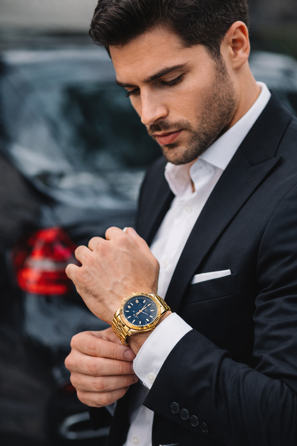 montre homme chic avec box