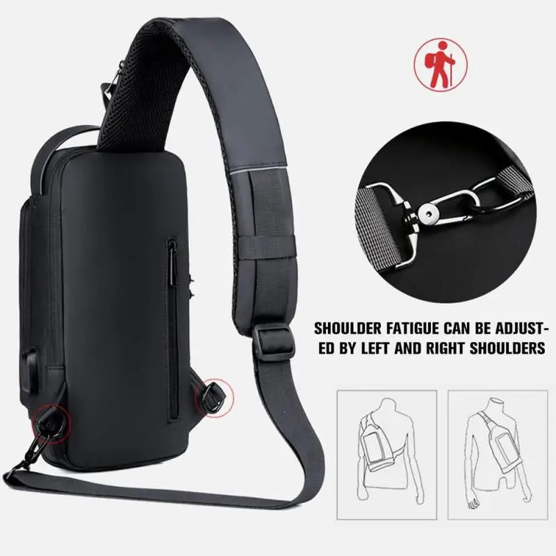 Men's Multifunction Anti-theft USB Shoulder Bag Man Crossbody