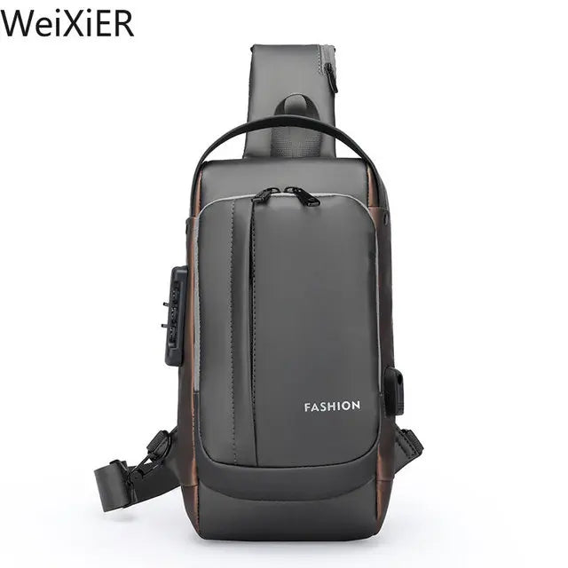 Men's Multifunction Anti-theft USB Shoulder Bag Man Crossbody