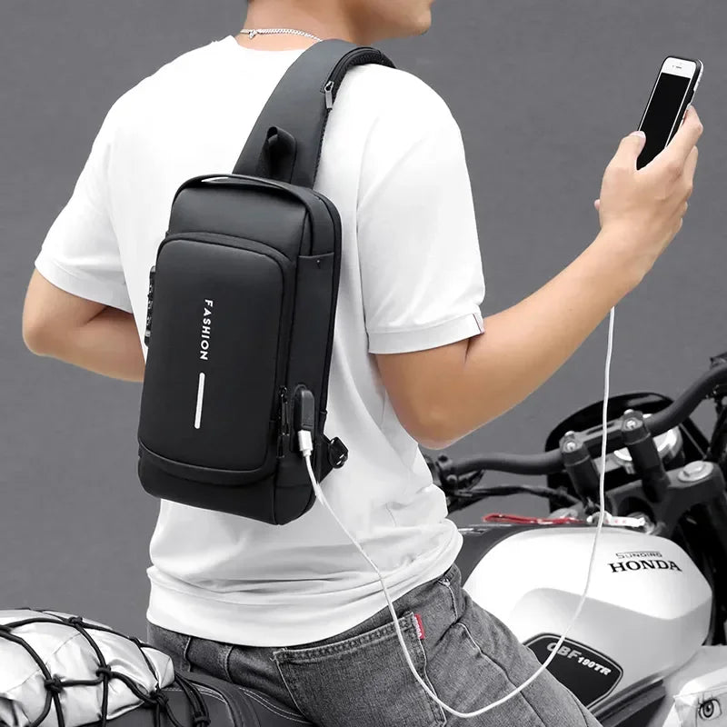 Men's Multifunction Anti-theft USB Shoulder Bag Man Crossbody