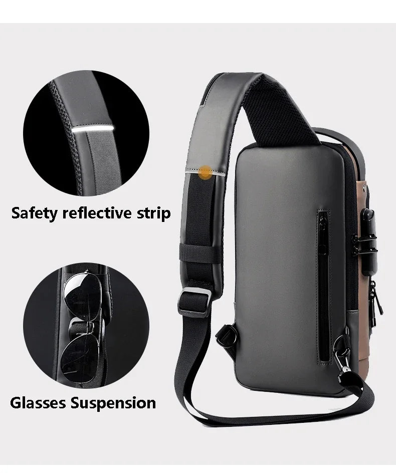 Men's Multifunction Anti-theft USB Shoulder Bag Man Crossbody