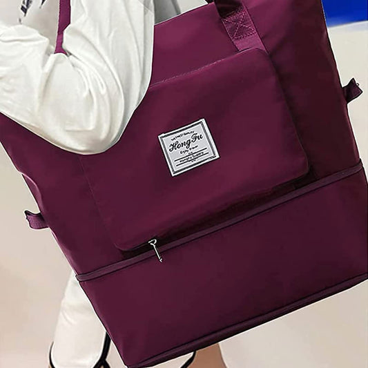 Sac de voyage pliable de grande capacité Sac fourre-tout Bordeaux