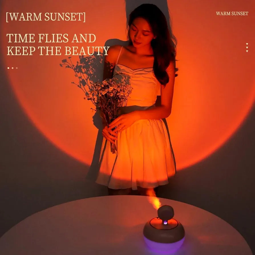 Lampe Coucher de Soleil Rechargeable avec Diffuseur