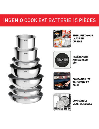 Batterie de Cuisine Ingenio Cook Eat 15 Pièces