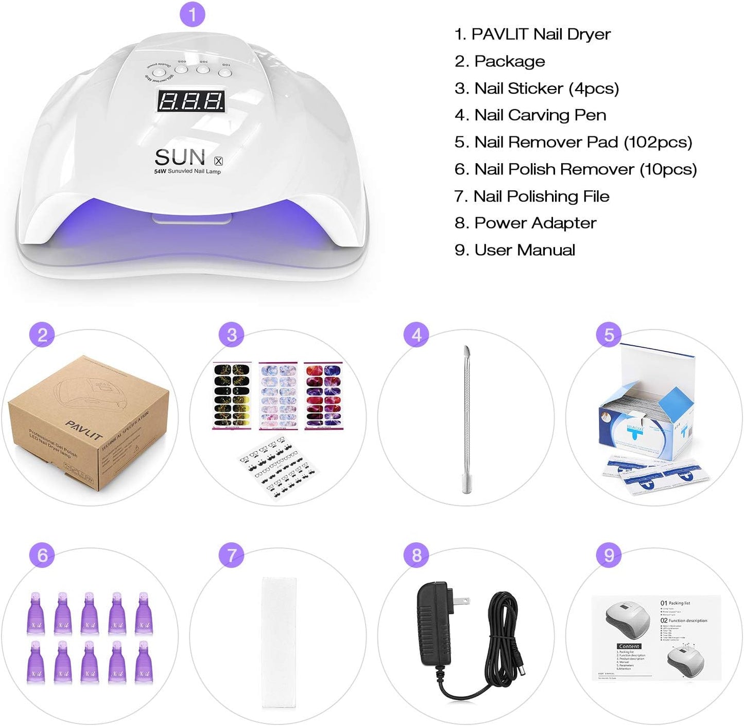 Kit lampe à ongles LED 54W