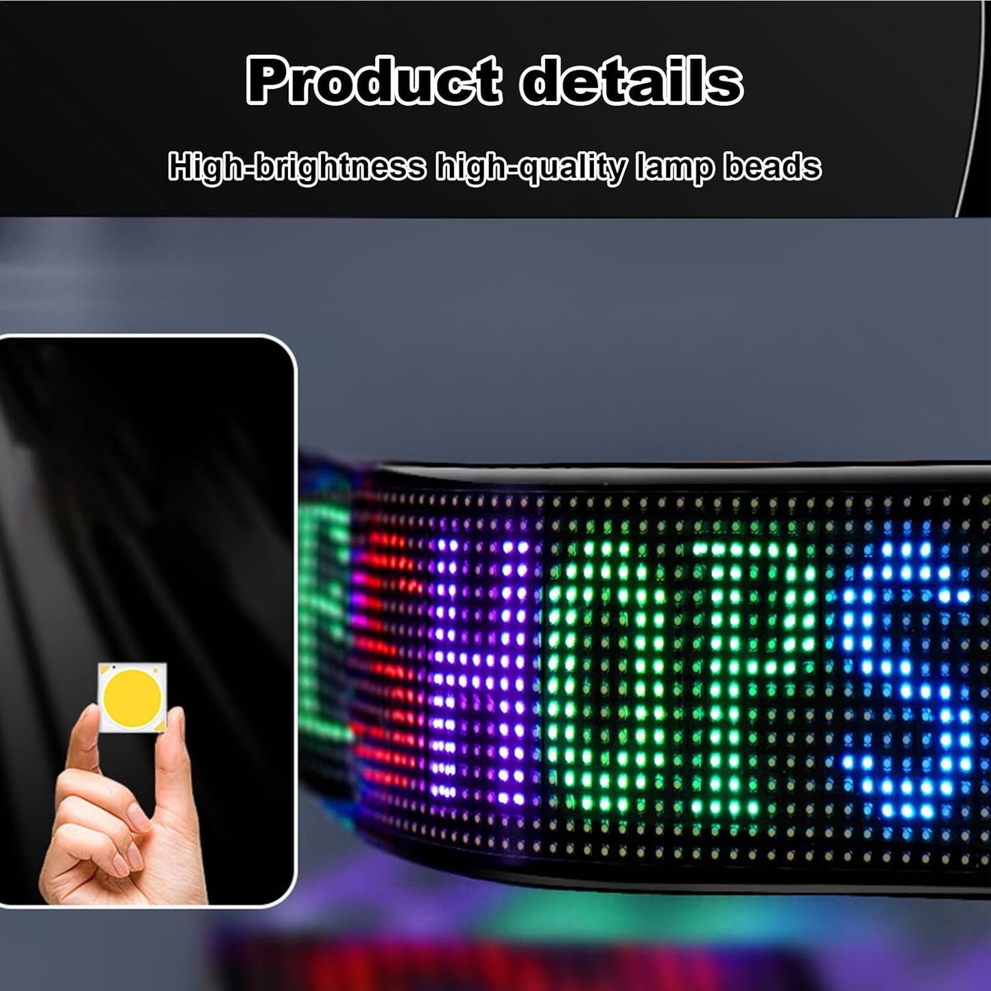 LED pour fenêtre de Voiture, LED Dynamique colorée 9*37cm