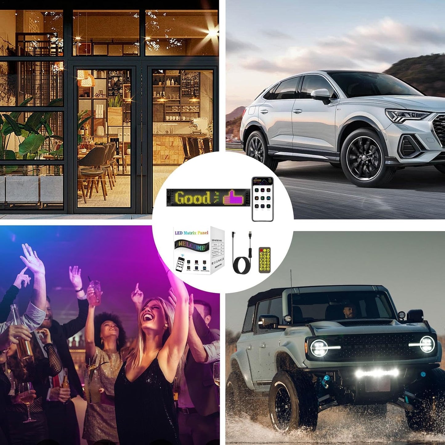 LED pour fenêtre de Voiture, LED Dynamique colorée 9*37cm