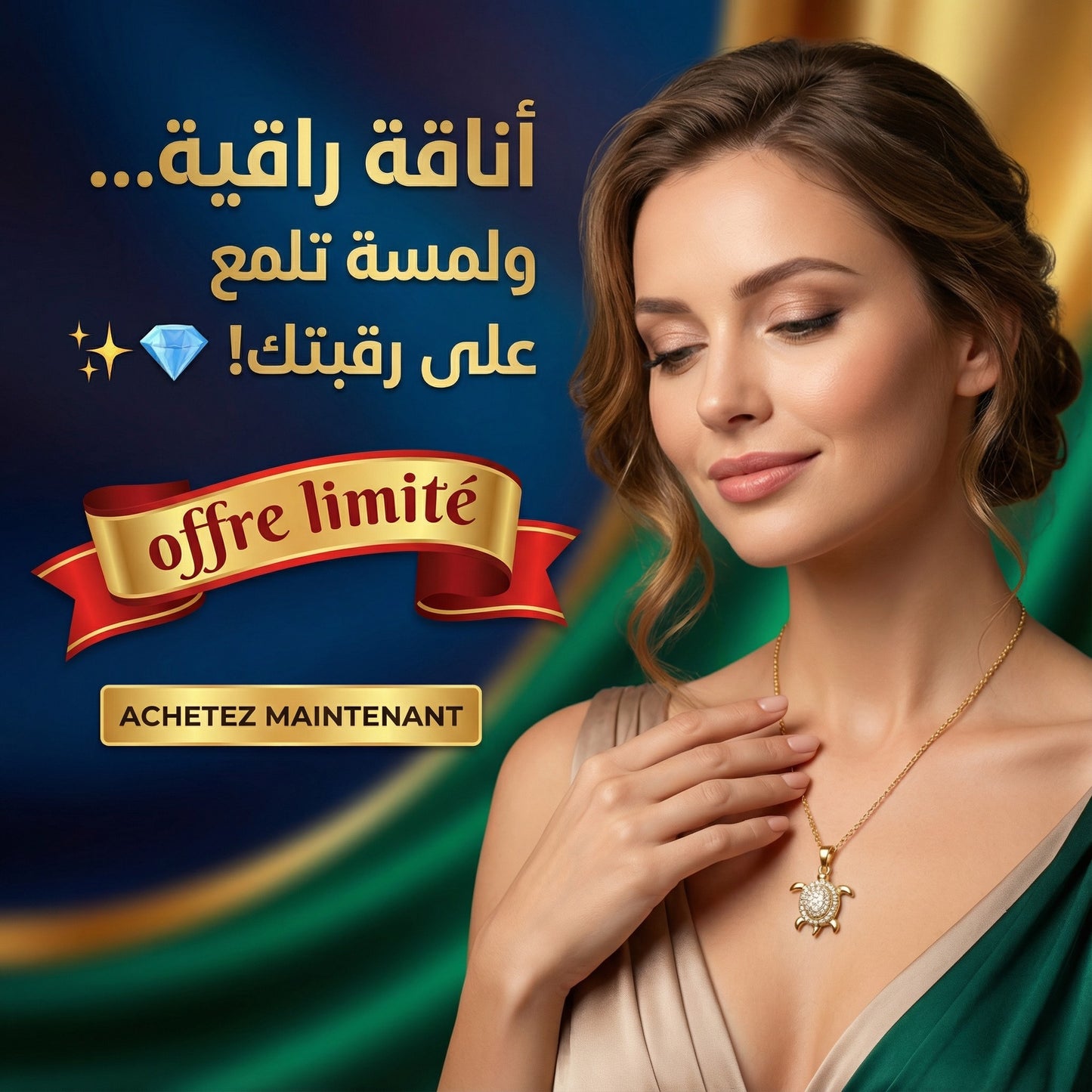 Colliers pendentif tortue en cristal pour femmes- Blanc Gold