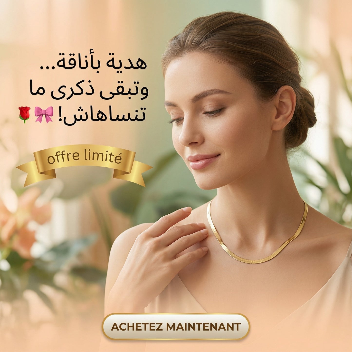 Women's Stainless Steel KC Golden Plated Snake Chain Necklace