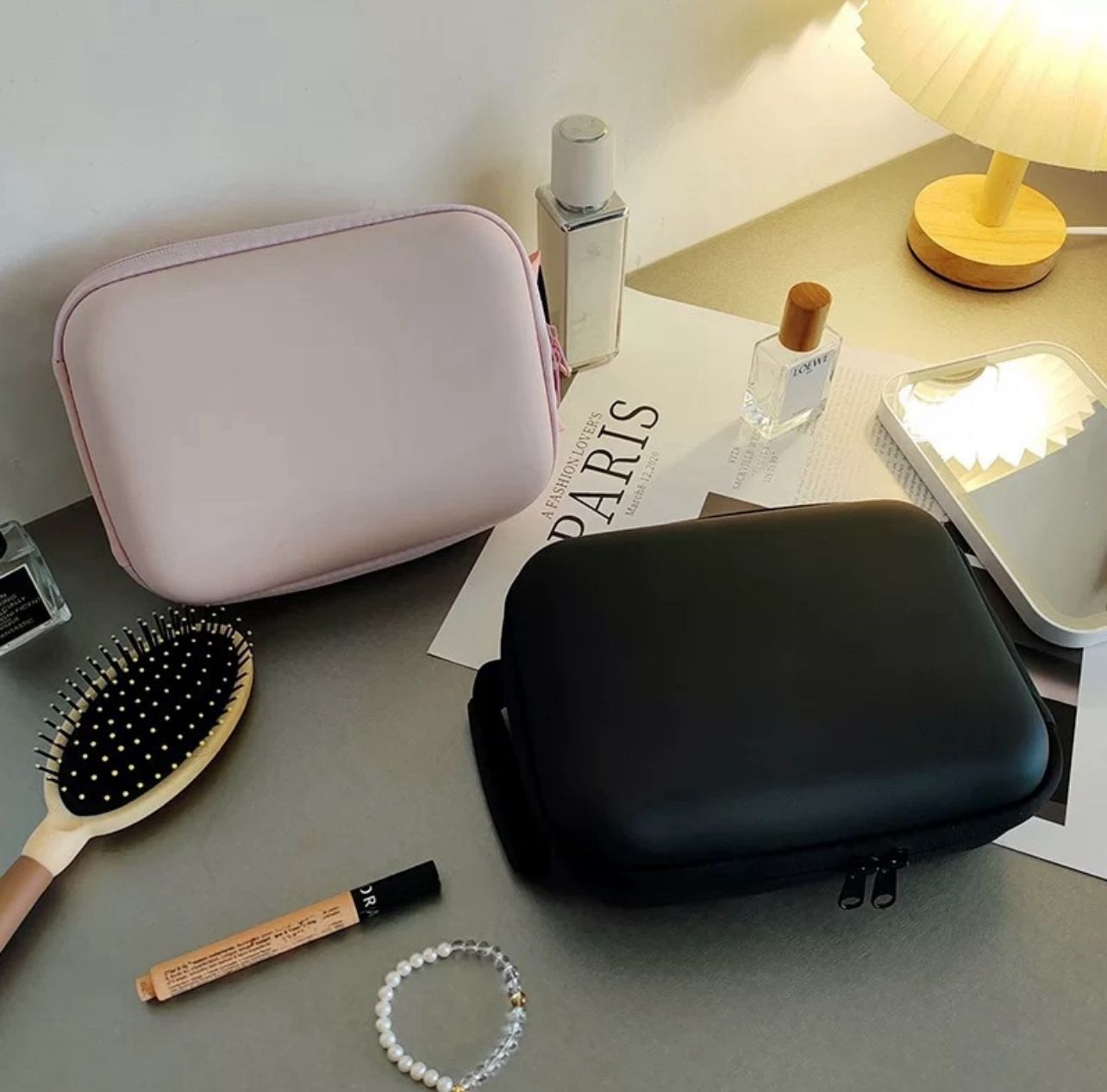 Travel Makeup Bag with LED Lighted Mirror