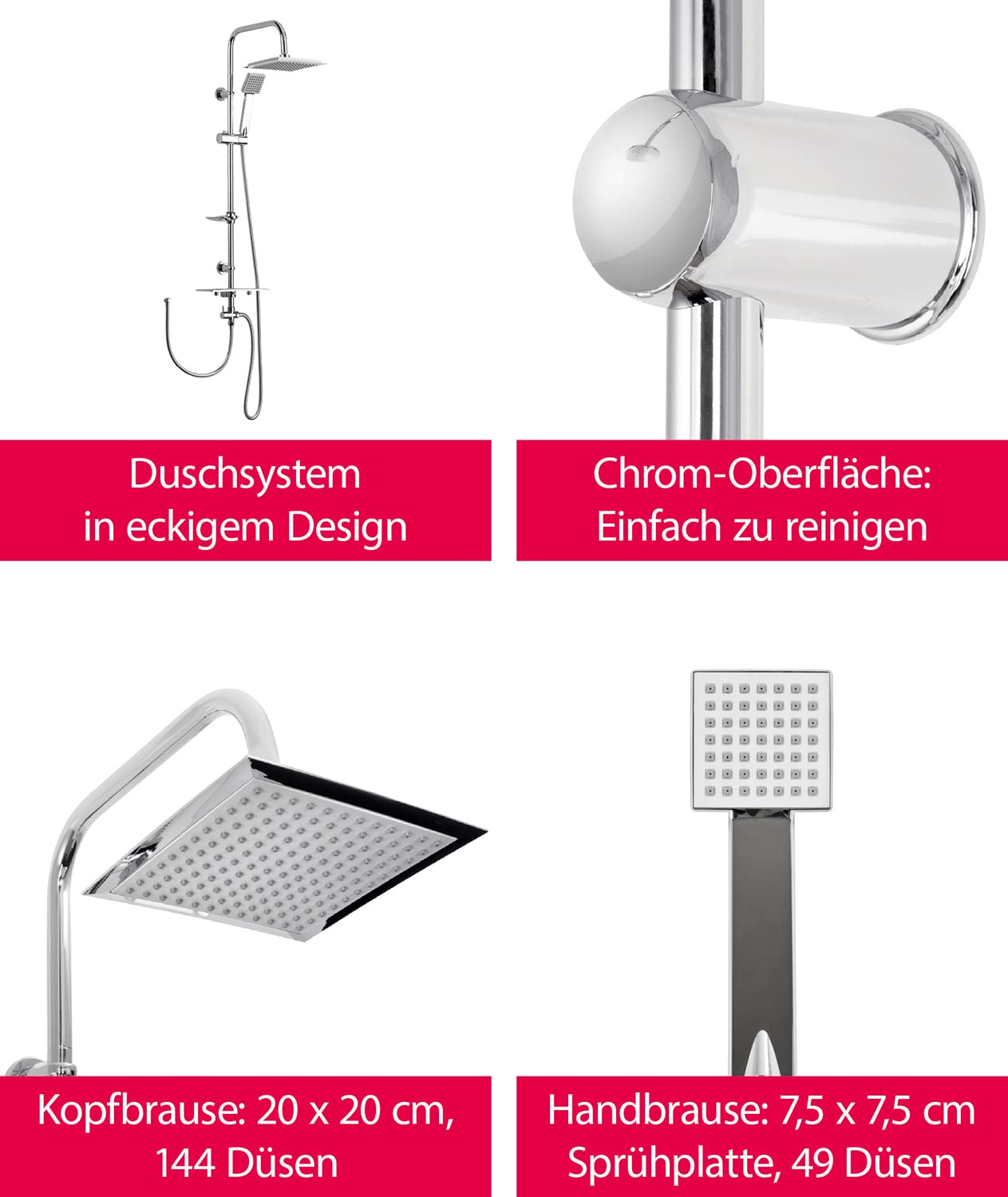 Colone de douche carre inox