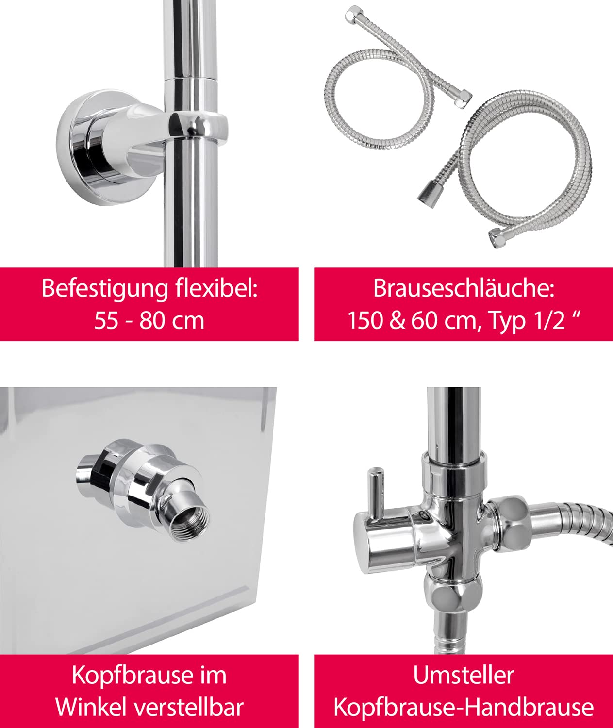 Colone de douche carre inox