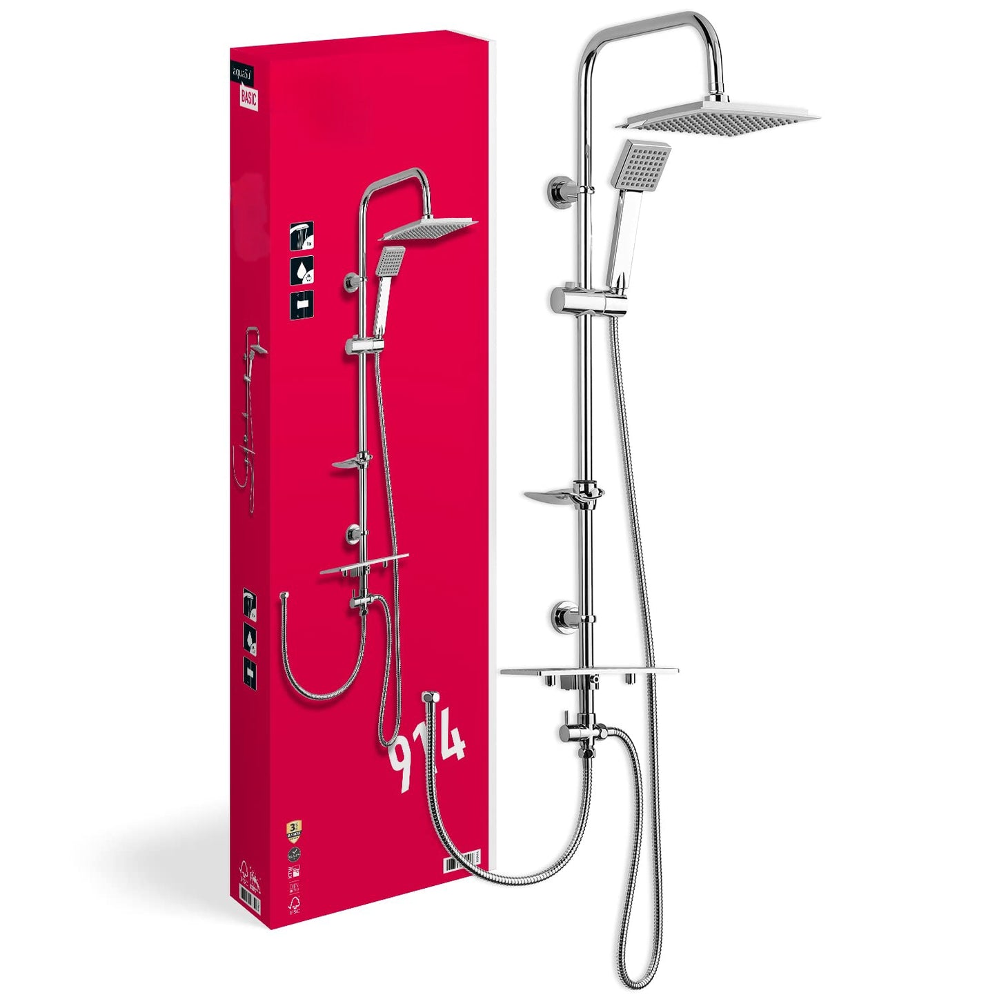 Colone de douche carre inox