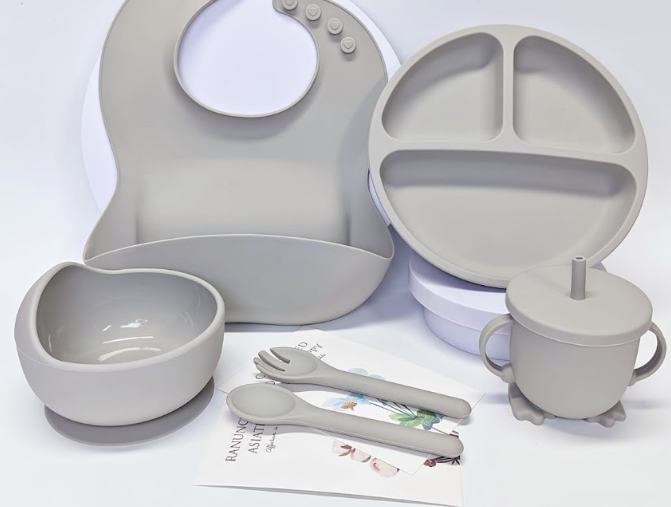 Kit Repas Bébé 6 Pièces Silicone Sans BPA