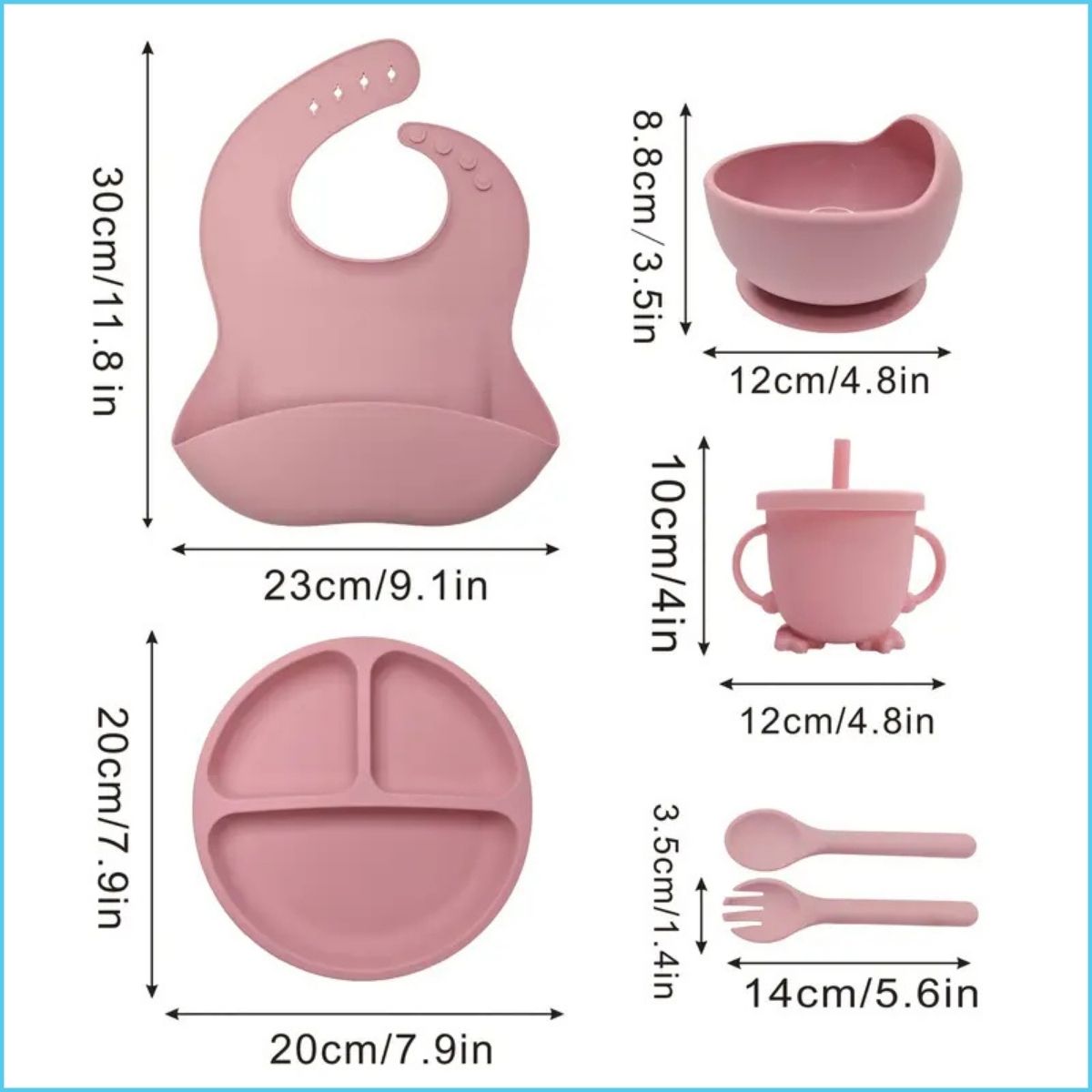 Kit Repas Bébé 6 Pièces Silicone Sans BPA