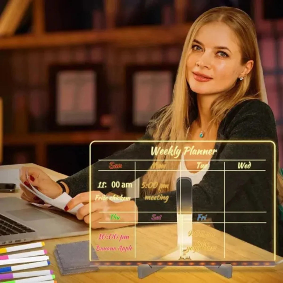 Tableau de notes LED ENAGRO acrylique transparent