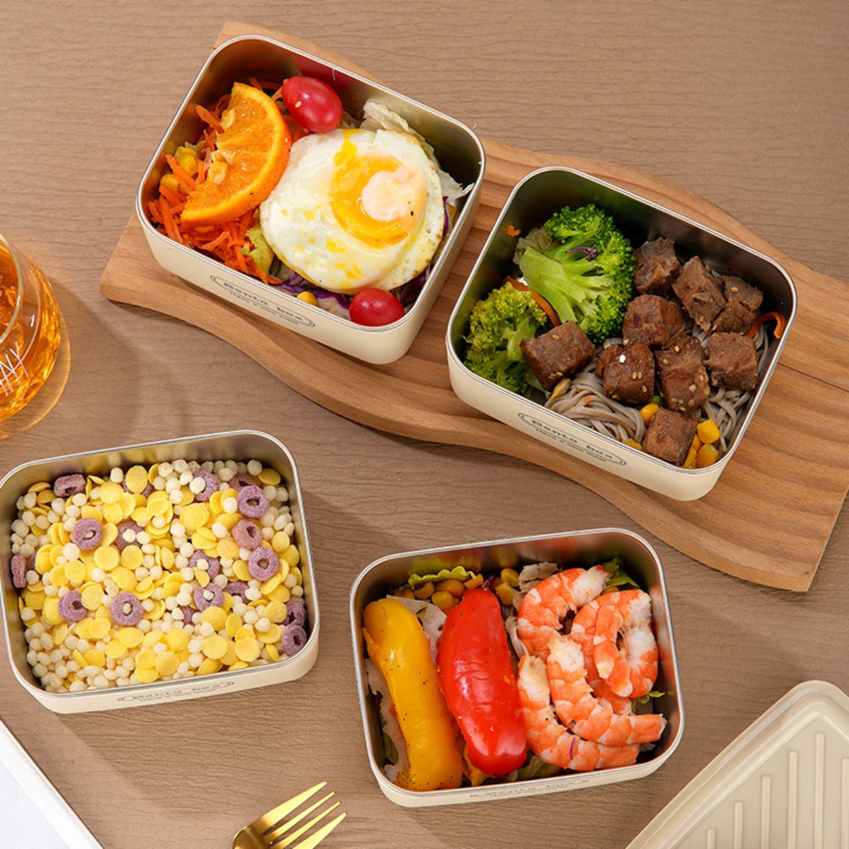 4 Boîtes à lunch avec sac isotherme rectangulaire