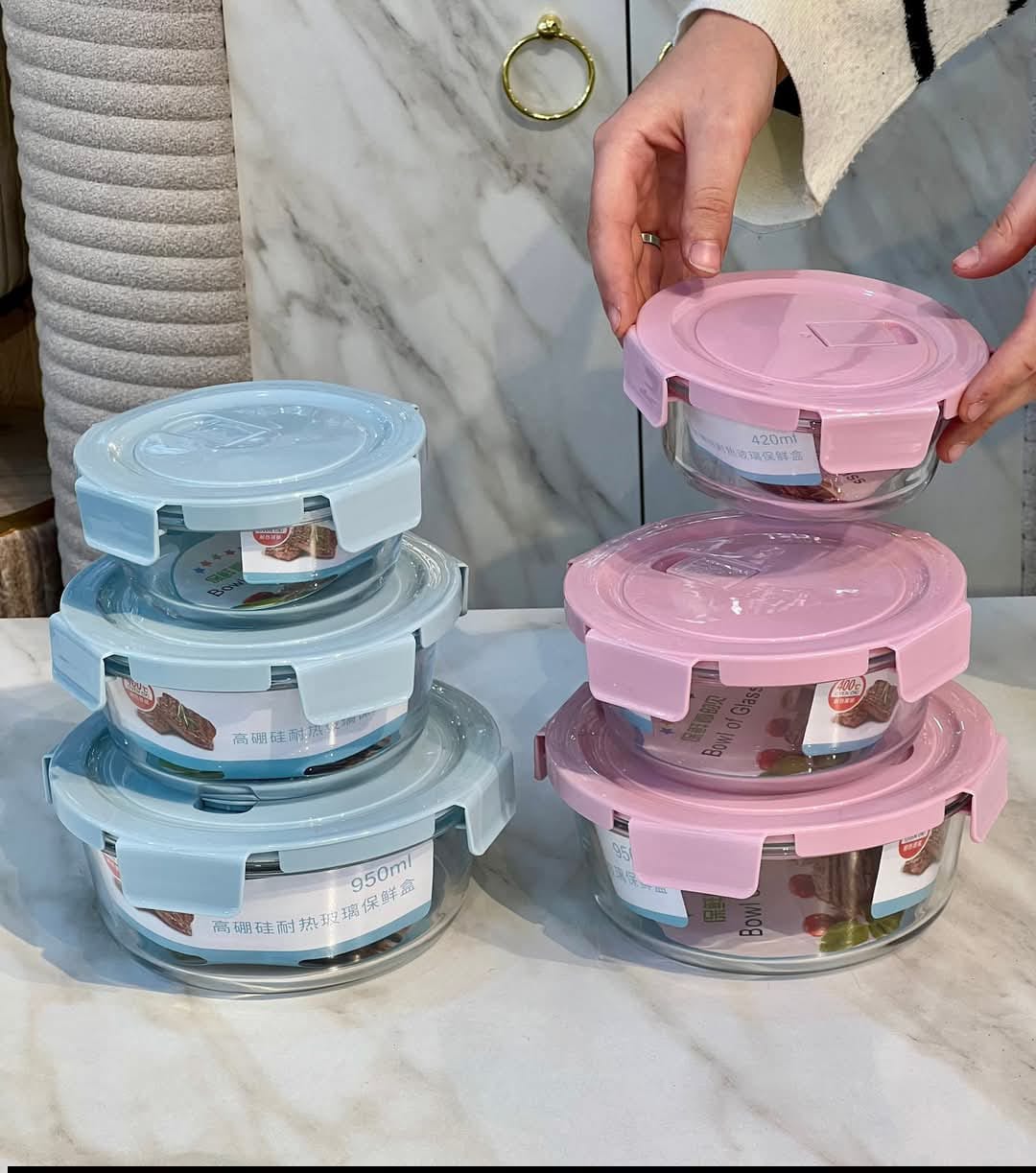 Boîtes de conservation alimentaires en verre avec couvercle hermétique