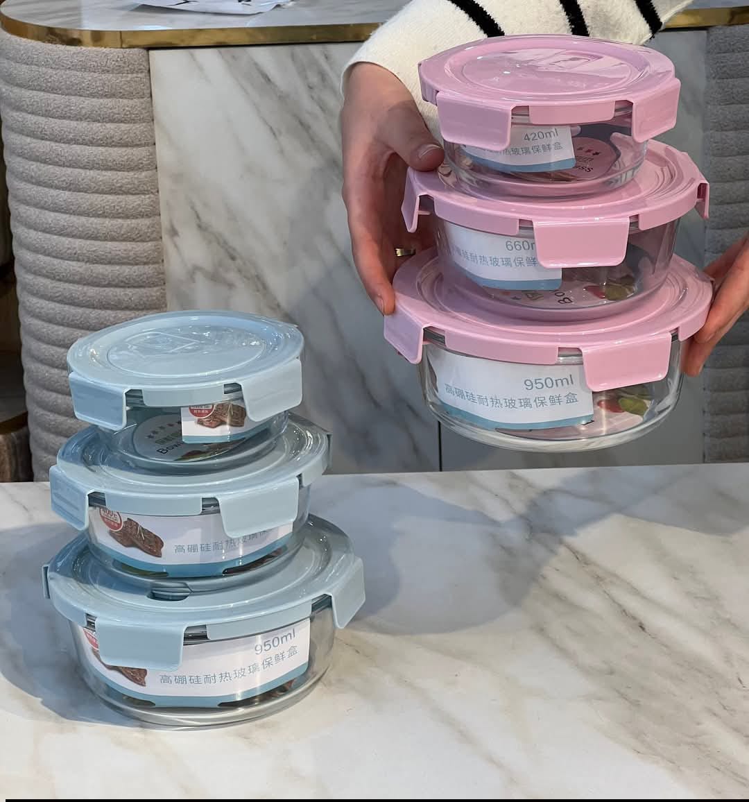 Boîtes de conservation alimentaires en verre avec couvercle hermétique