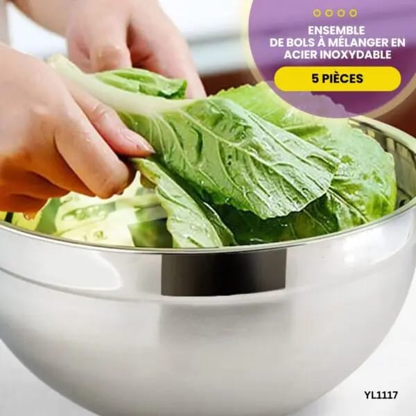 Ensemble de bols en acier inoxydable avec couvercles (5 pièces)