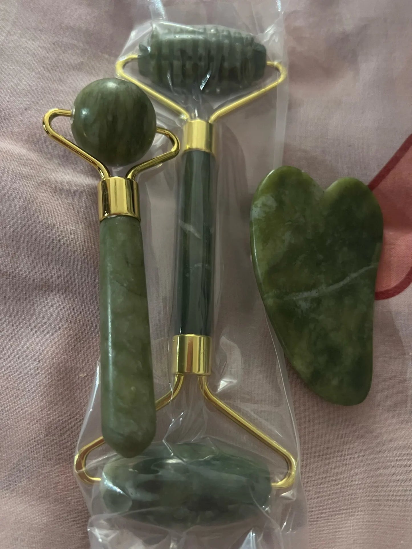 Set rouleau en jade naturel + outil Gua Sha