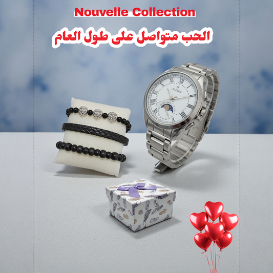 Montre Homme Acier avec 3 Bracelets Gratuits MS044