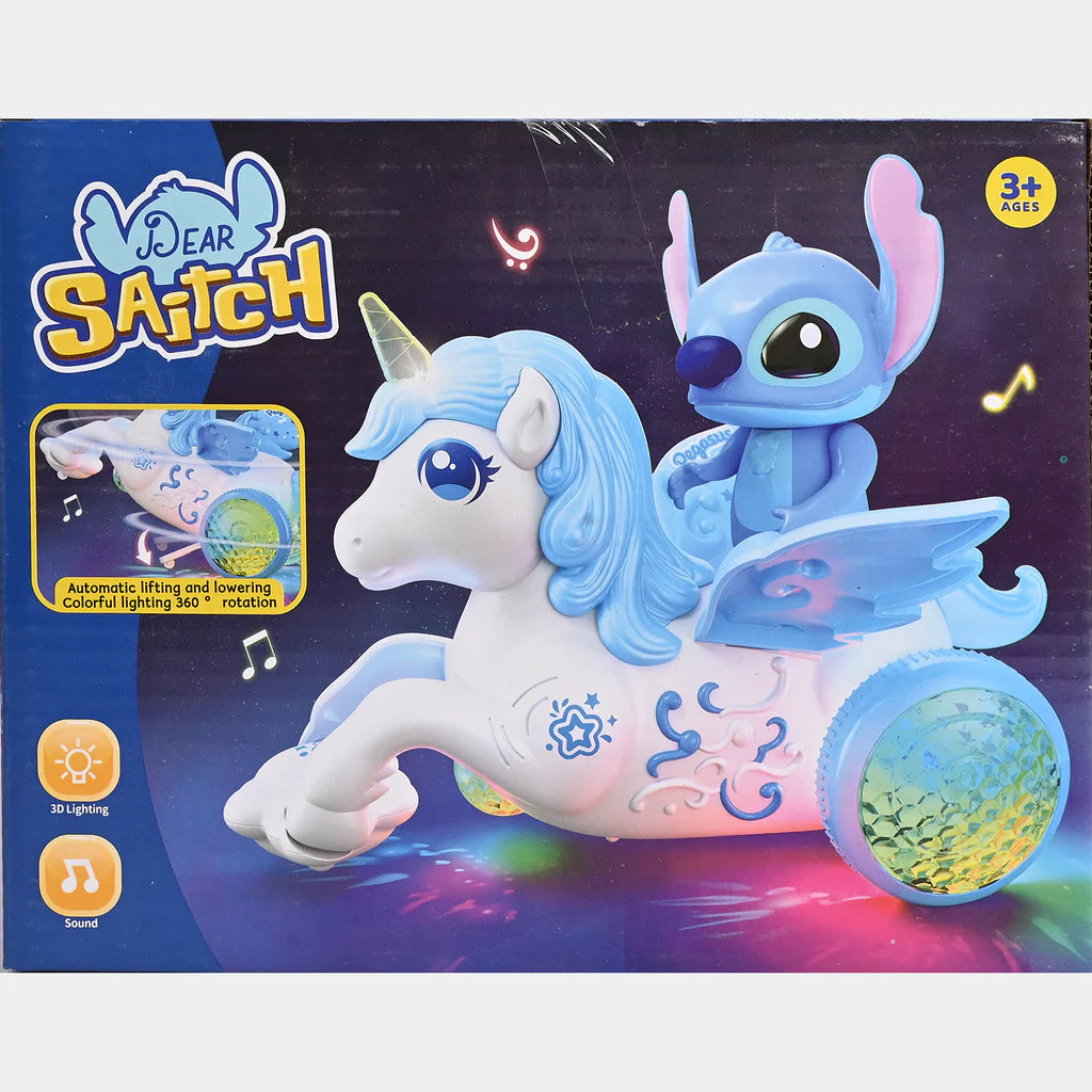 Jouet de stitch montée sur une licorne