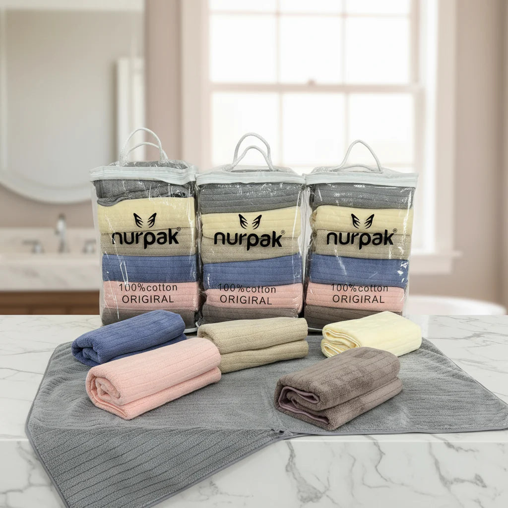 6 Serviettes de Bain  Nurpak Collection 90 x 50 cm