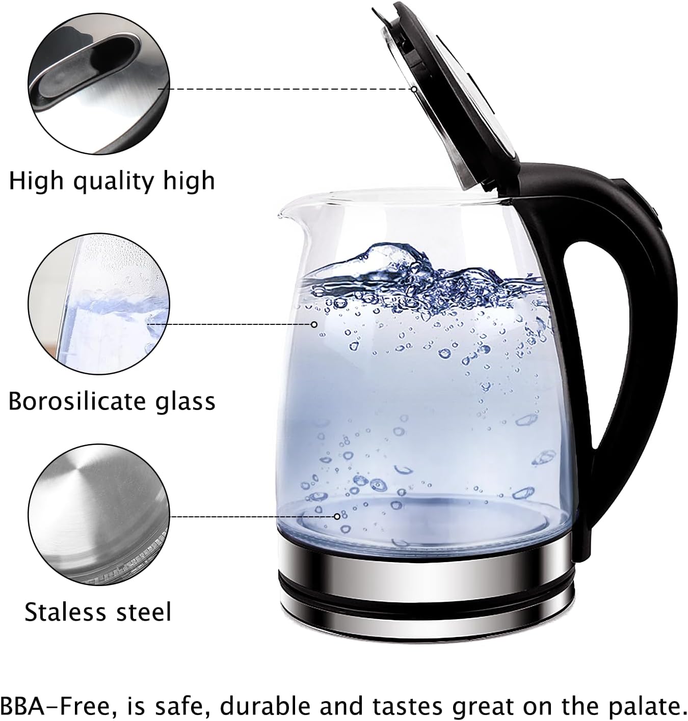 Bouilloire électrique en verre noir 2L 8-27-1