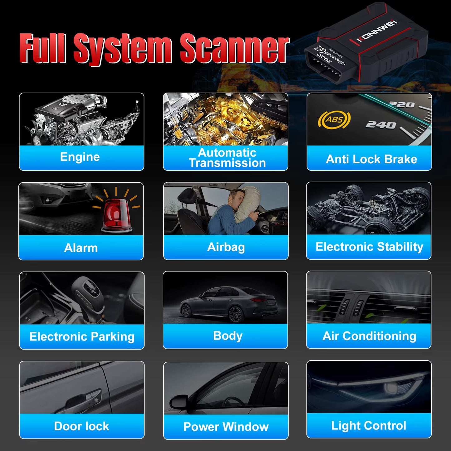 KONNWEI MAXOBD Bluetooth 5.2 OBDII voiture système complet Diagnostic
