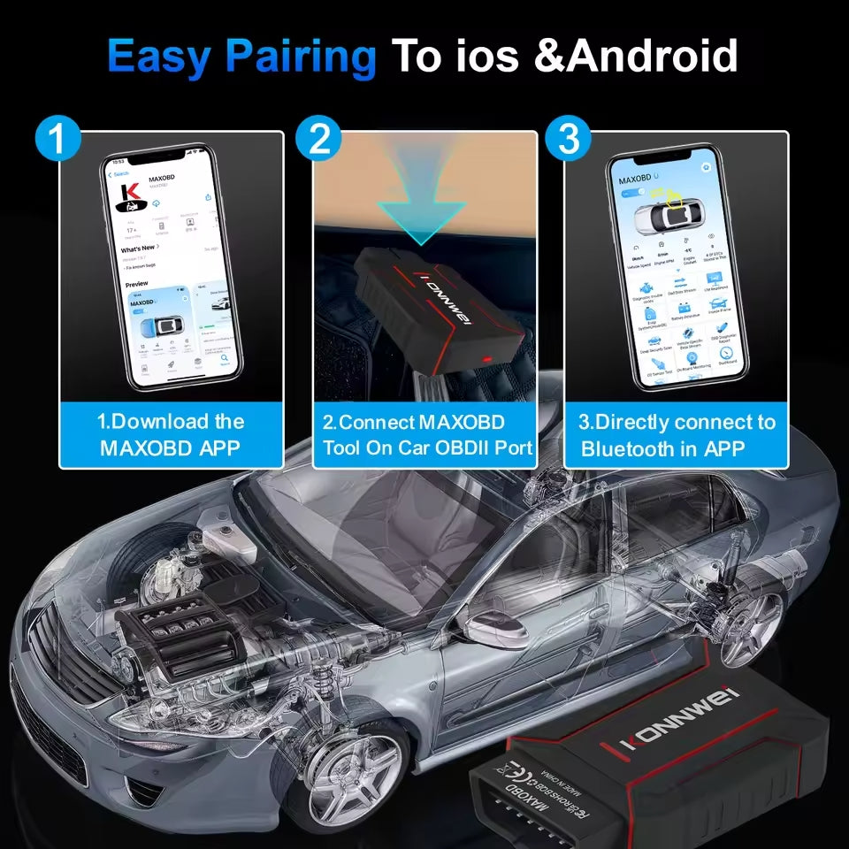 KONNWEI MAXOBD Bluetooth 5.2 OBDII voiture système complet Diagnostic
