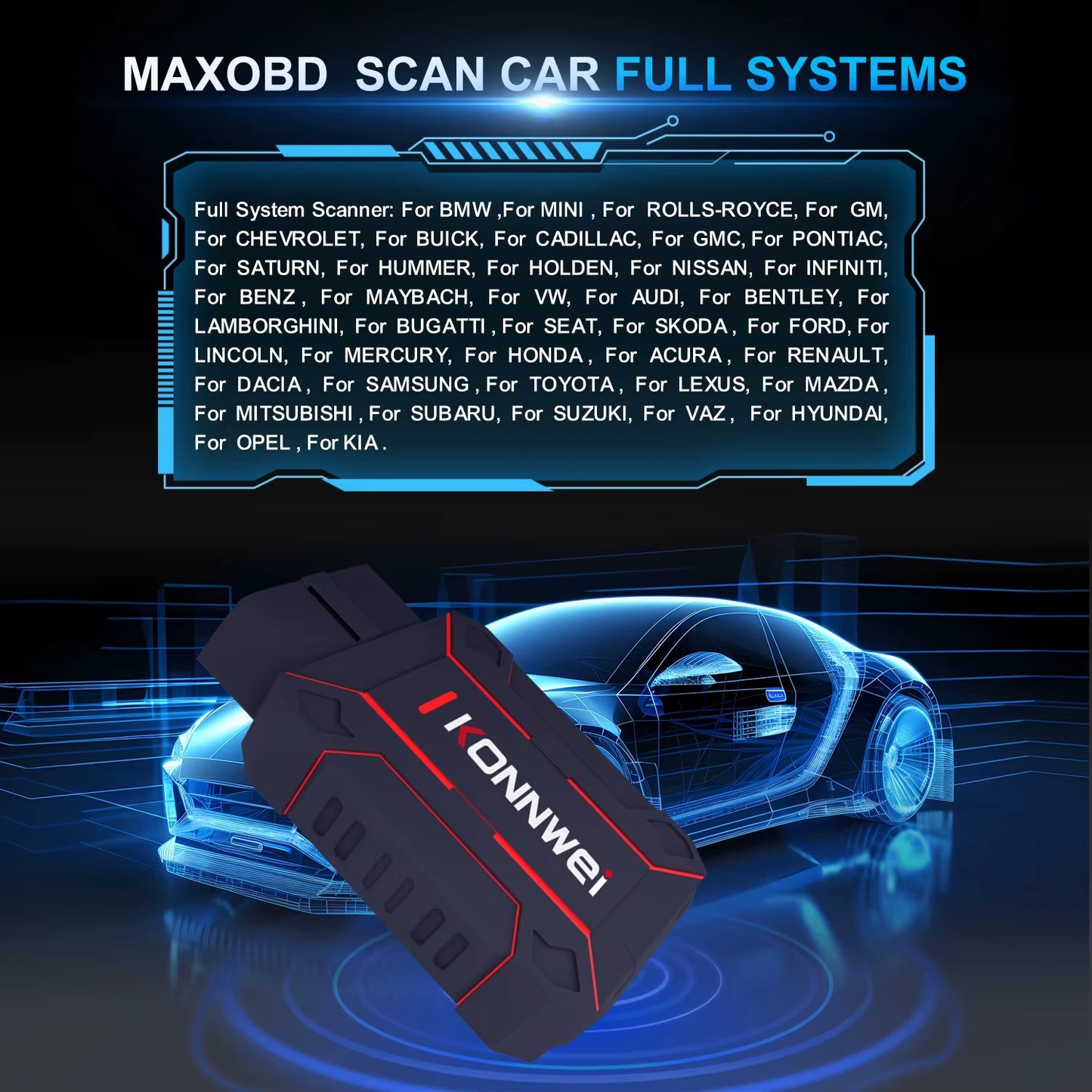 KONNWEI MAXOBD Bluetooth 5.2 OBDII voiture système complet Diagnostic