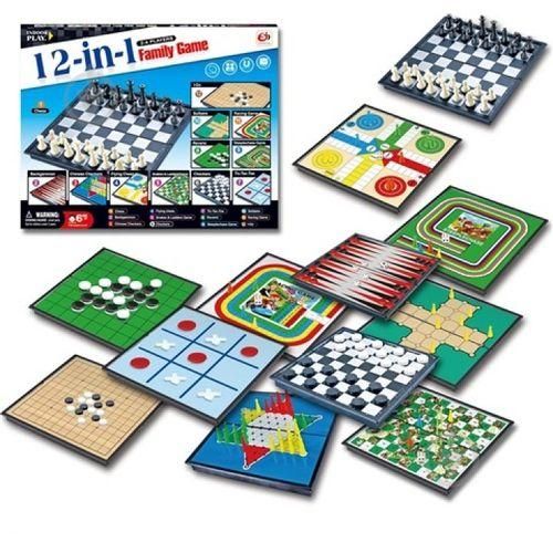 jeux de société 12 en 1 comprenant, dames, Échec,Backgammon,Parchis