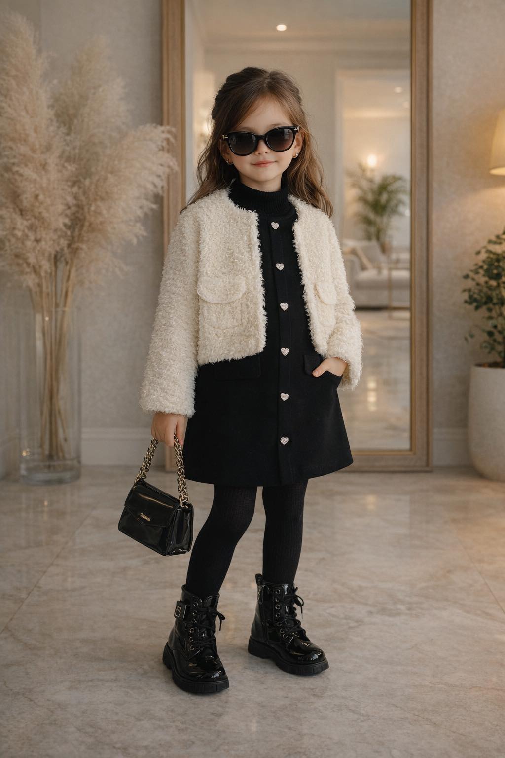 ENSEMEBLE FILLE 3 PIECES ROBE PULL ET VESTE