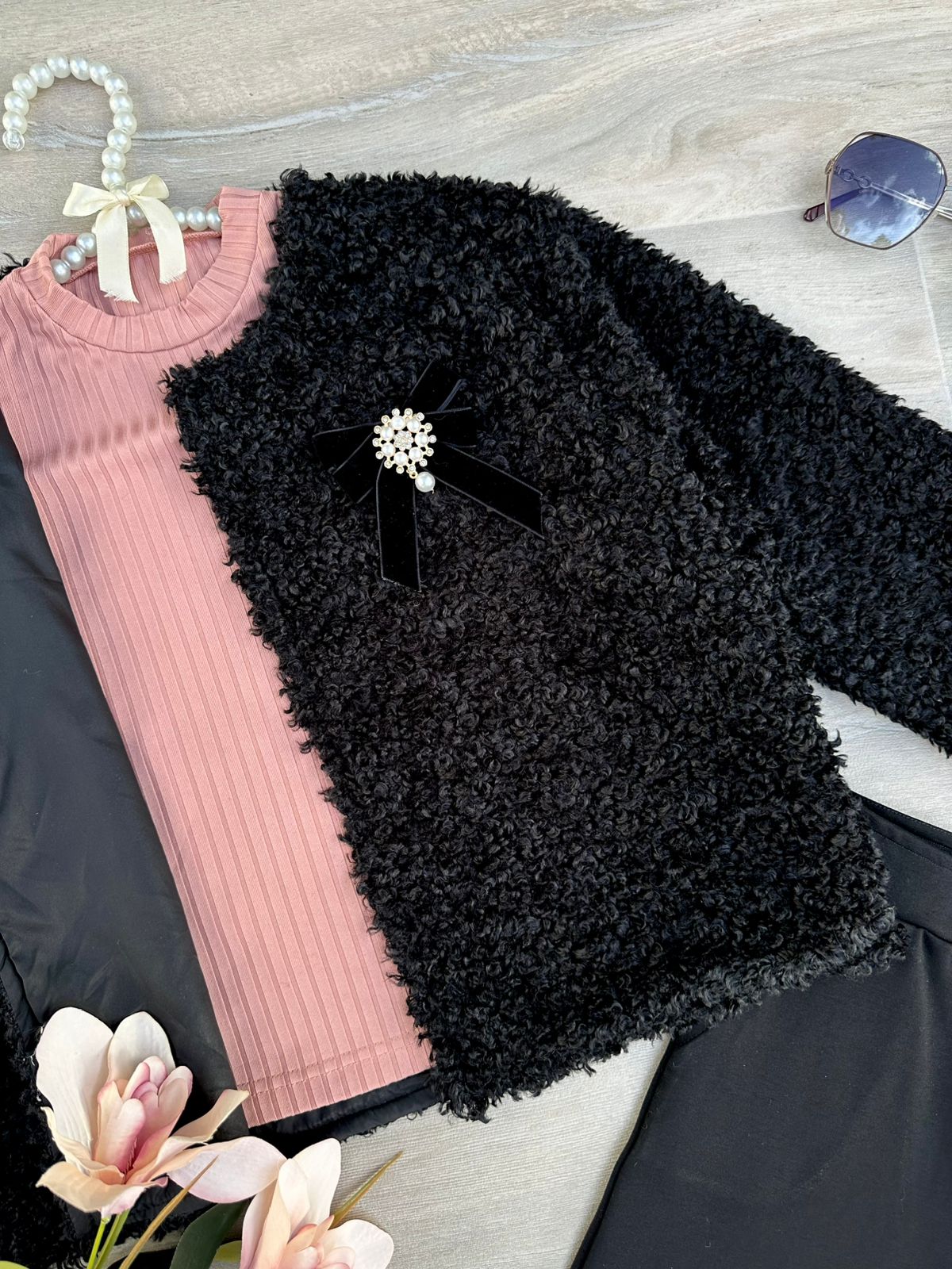 SET FILLE 3 Pièces veste pull pantalon