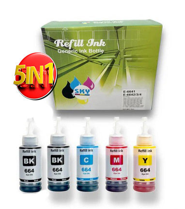 Pack de 5 Bouteilles 100 ML Compatible Epson