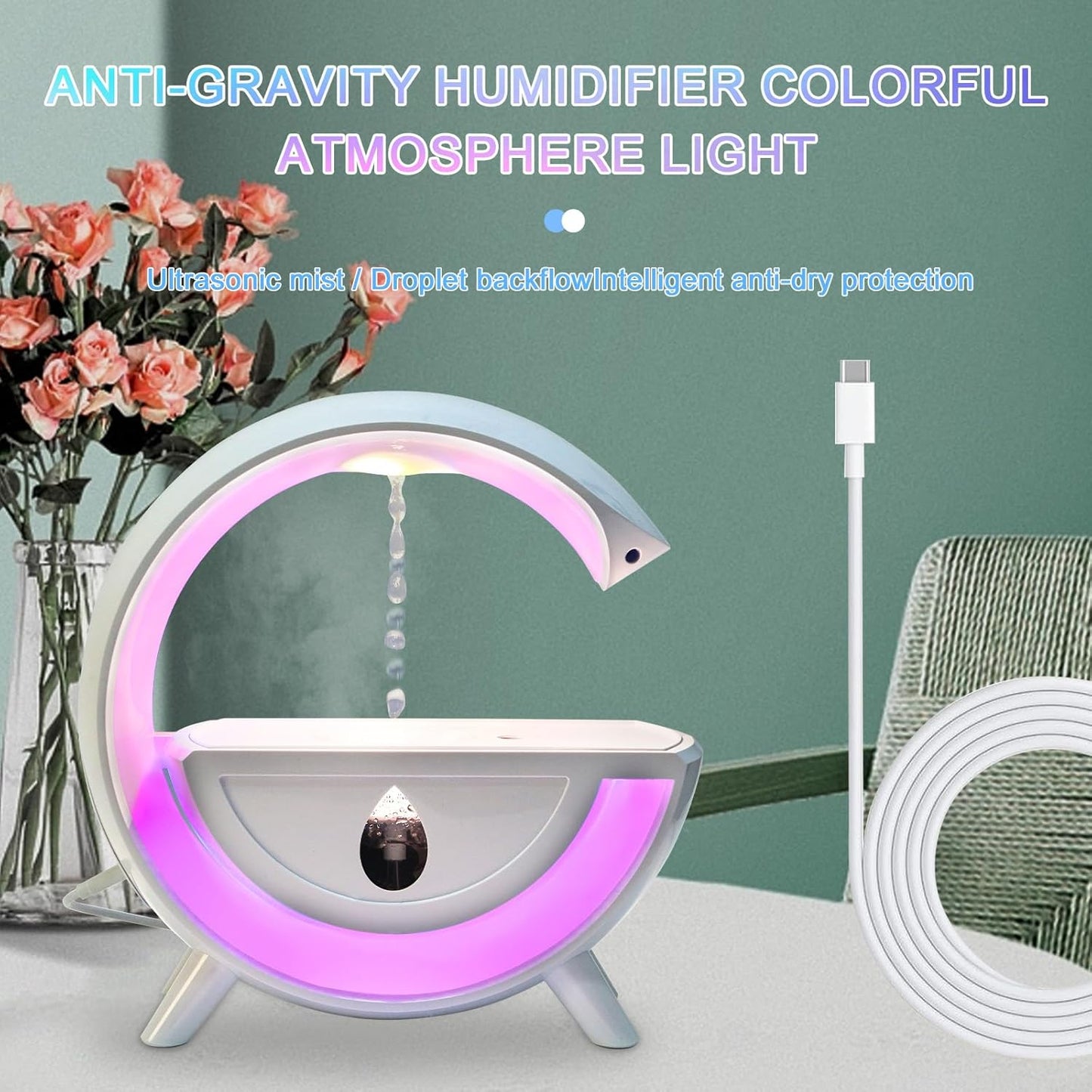 Humidificateur d'air Anti-gravité en Forme de Gouttes d'eau