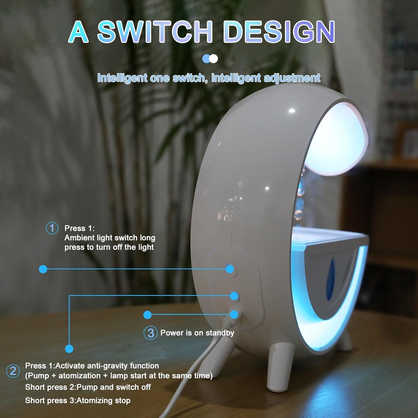 Humidificateur d'air Anti-gravité en Forme de Gouttes d'eau